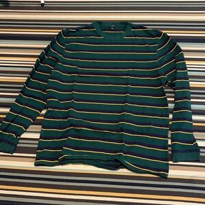 J. Crew Green and navy Striped Tee